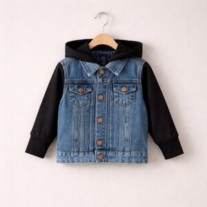 Little Bipsy Denim Jacket with Black Hoodie